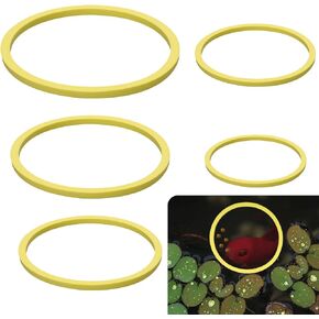 PEUTIER 5pcs Aquarium Floating Plant Feed Rings, Round Floating Plant Corral 5 Size Fish Feeding Rings Fish Tank Plant Fence Keep Floating Plants in Place (Yellow)