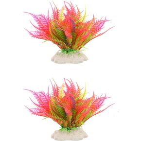 4.33 inches Aquarium Plastic Plants Fish Tank Costume (Green.)-2Pcs
