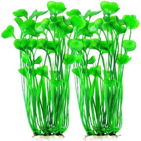 Artificial Plants Decoration Ornament for Fish Tank Aquarium Plastic Plants Tall 16 inch 2 Pack (Purple)