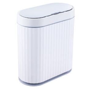 Motion Sensor Trash Can - ELPHECO 9.5 litres Waterproof Motion Sensor Trash Can, 2.5 Gallon Bathroom Trash Can, Garbage Bin for Kitchen and Office Use, White with Golden Trim in Kuwait