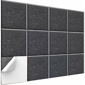 Large Cork Board Alternative - 11.8"x11.8" Pack of 12 Felt Board Tiles for Wall Pin Board Bulletin Board for Home Office Kitchen 48 x 36 Brown