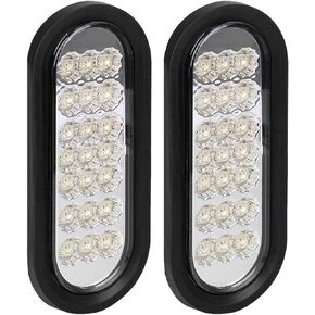 NPAUTO 2Pcs 6" Oval Trailer Backup Lights White 21 LED Trailer Reverse Fog Lights for RV Truck Boat Trailer Waterproof [Grommet & Plug]