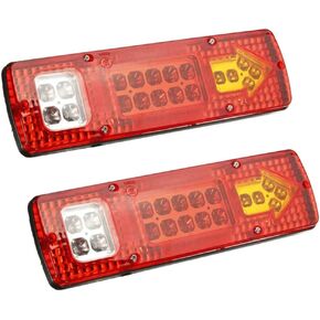 kucehiup RV Trailer Tail Lights 19 LED Red White-Amber Integrated Turn Signal Running Lamp 12V for ATV Truck 2PCS