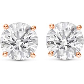 1/4-2 Carat Total Weight Round Diamond Stud Earrings 4 Prong Push Back (K-L Color I1-I2 Clarity)