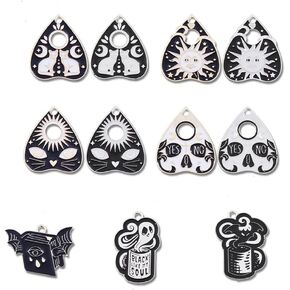 YEYULIN 22Pcs Halloween Mixed Styles Flower Printed Cat Charms Cute Animal Pet Charms Cartoon Kitten Pendant Beads for Jewelry Making DIY Bulk