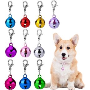 Amabro 10 Pcs Cat Dog Collar Bells Pet Bell for Cat Collar Dog Collar Colourful Kitten Puppy Small Bells with Clasps Collar Accessories Festival Party DIY Crafts Christmas Decoration