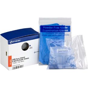 First Aid Only SmartCompliance Refill CPR Face Shield & Nitrile Gloves, 1 Shield & 1 Pair of Gloves per Box