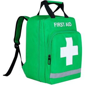 Red Emergency Bag First Aid Backpack Empty Medical First Aid Treatment First Responder Trauma Bags for Camping Cycling Outings Daycare (Green)