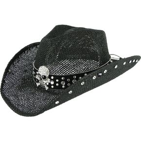 Peter Grimm One Size "Crystal" Western Straw Hat, Black