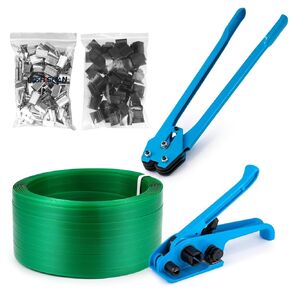BAOSHISHAN Banding Strapping Kit, 5/8'' x 984' PET (Polyester) Strapping Pallet Packaging Tool, Tensioner & Sealing Tool, 1100lbs Tensile Strength Heavy Duty Strapping (300m)