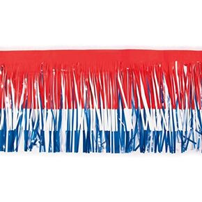 Anderson's Red, White & Blue Vinyl Fringe, 15 Inches x 10 Feet, Parade Float Decoration, Parade Float Decorations for Trailer Or Golf Cart, Patriotic Fringe for 4th of July