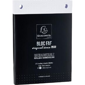لوحة مكتب معدنية Exacompta FAF للمنزل أو المكتب، 200 ورقة بيضاء مثقوبة صغيرة 70 جرام، فارغة أو منقطة. ظهر مانع للانزلاق، ثلاثة أحجام. الغيارات المتاحة. (4 1/4 × 7 1/4)