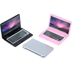 3 Pcs Coforful 1:12 Mini Laptop Set Dollhouse Mini Laptop Scene Miniatures Computer Simulation Notebook Lap Dolls House Furniture Doll Accessories