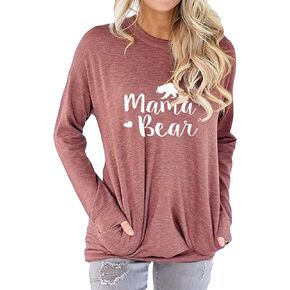 تي شيرت Nlife Mama Bear Mothers Day للهدايا للأمهات برسومات تي شيرتات مع أقوال للسيدات