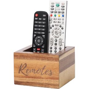 COOLEX Remote Control Holder, Acacia Wooden Tv Remote Holder, Remote Holder for Table, Remote Control Storage Organizer Caddy