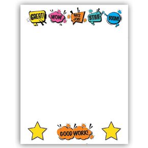 School Border Stationery USA Made Teacher Letterhead, 60 Letterhead Sheets, 8.5 x 11 Inches (Good Work)