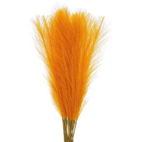 MECCANIXITY 12Pcs Faux Pampas Grass,21"/55cm Fluffy Fake Pampas Grass Decor Tall Artificial Pampas Grass for Living Room Party Wall Vase Wedding Decoration,Beige