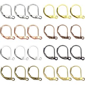 TOAOB 200pcs 8 Colors Leverback French Earring Hooks Hypoallergenic Brass Dangle Earwires with Open Loop 10x15mm Earring Parts Jewelry Making Findings