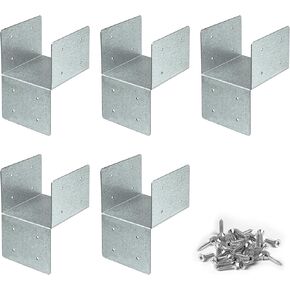 5 Pcs Joist Anchor Connector Fit 4x4,4x6,4x8 Beam or Stud ,18 Gauge Metal Roof Tie Header Hanger Joint Post Cap,Truss to Beam Connector for Wood House or Light Steel Frame