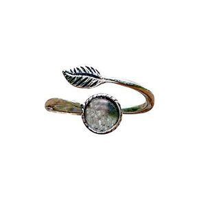 Bottled Up Designs Handmade Vintage Clear Leaf Ring, Recycled Clear Dairy Bottle Glass and Sterling Silver, Eco friendly, Made in USA, Birthday GIfts, Mothers Day, Women, Best Friend, Anniversary