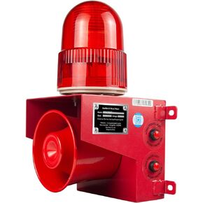 EOKHEOY Alarm Siren with Strobe Light 120dB Sound 25W Outdoor Waterproof Emergency Security Siren with Adjustable Volume Tone (with Plug) AC110V-120V