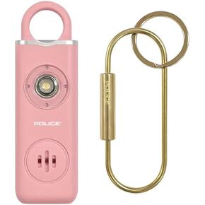 POLICE Personal Alarm Keychain for Women – 130dB Siren Alarm, LED Flashlight with Strobe Light Rechargeable Safety Alarm - Pink