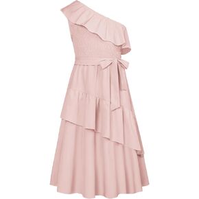 GRACE KARIN Girls Summer Dress One Shoulder Tiered Spring Party Birthday Formal Maxi Dresses Size 5-14
