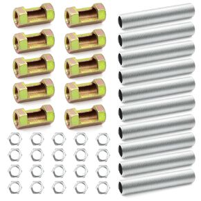10 Sets Lamp Pipe Repair Kits Include M10x30 Hexagon Open Nut, M10x50 Thread Lamp Pipe Nipples, M10 Hex Lock Nut, Connector Hardware Repair Lamp Kits for DIY Chandelier Ceiling Light