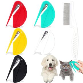 BSRESIN 5 Pcs Knotting Comb for Cats + Grooming Combs, Pet Knotting Comb for Dog, Pet Hair Removal Tool, Cat Matted Fur Remover Sets