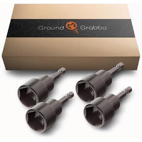 GROUNDGRABBA 3/4" 19mm Hex 4 Pack. Clip -in Socket Driver for Driving in Your GroundGrabba Screw-in Tent Stake Ground Anchors
