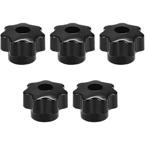 uxcell 5 Pcs Star Knob Grip Handle M6 Diameter Brass Insert Female Thread Bakelite Black