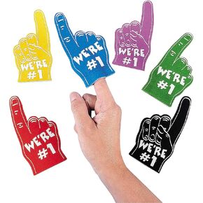 Mini Foam Fingers, We are 1 Hand - School Spirit and Pep Rally Team Supplies - Bulk Set of 12