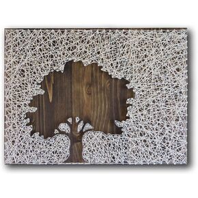 String of the Art Oak Tree String Art Kit, American Made DIY Craft Kit for Adults, Stained Pine Wood (16" x 12"), Embroidery Floss, for Beginner to Advanced Crafters, Craft a Handmade Gift