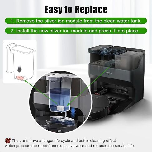 Chuancheng 2 قطعة وحدة الأيونات الفضية لـ Roborock S7maxv Ultra / S7 Pro Ultra/Q Revo / S8+/S8/S8 Pro Ultra /S8 Plus/G10S Pro / P10 /G10S Pure G20 استبدال المكنسة الكهربائية in Kuwait
