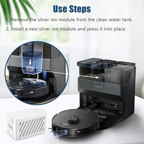 Chuancheng 2 قطعة وحدة الأيونات الفضية لـ Roborock S7maxv Ultra / S7 Pro Ultra/Q Revo / S8+/S8/S8 Pro Ultra /S8 Plus/G10S Pro / P10 /G10S Pure G20 استبدال المكنسة الكهربائية in Kuwait