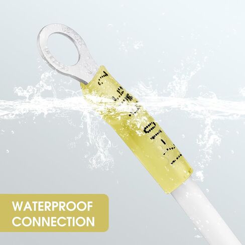 50 حزمة من أطراف الحلقة القابلة للانكماش الحراري - 5/16 بوصة - موصلات أسلاك الانكماش الحراري من الدرجة البحرية الصفراء 12-10 AWG - موصلات أسلاك العيينة النحاسية الحمراء المعلبة in Kuwait