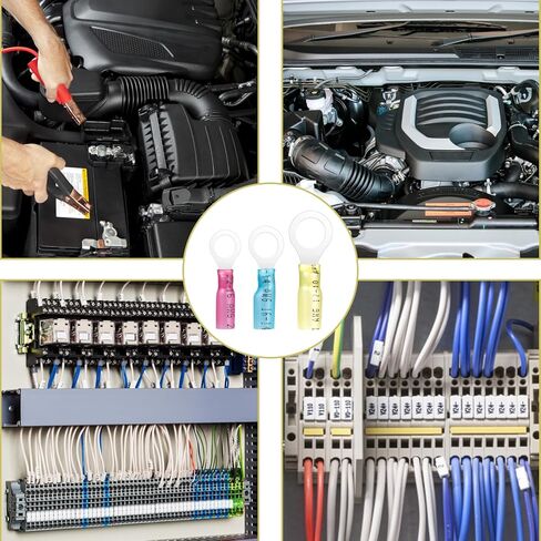 50 حزمة من أطراف الحلقة القابلة للانكماش الحراري - 5/16 بوصة - موصلات أسلاك الانكماش الحراري من الدرجة البحرية الصفراء 12-10 AWG - موصلات أسلاك العيينة النحاسية الحمراء المعلبة in Kuwait