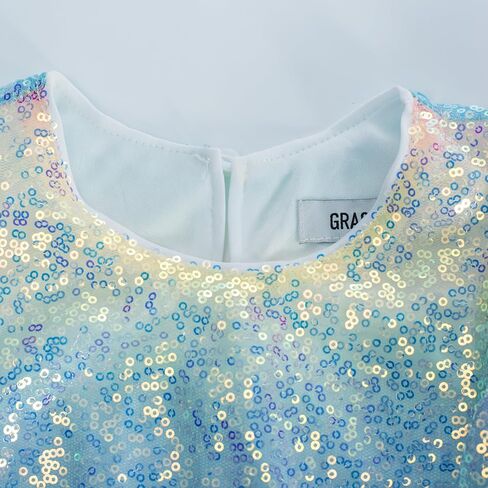 GRACE KARIN Girls Sequin Party Dress Multicolored Kids Fancy Formal Prom Sparkly Pageant Graduation Spring Summer Midi Dresses Size 8-10 in Saudi Arabia