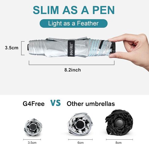 G4Free UPF 50+ UV Protection Travel Sun Umbrella Compact 42 Inch Small Umbrella Carbon Fiber Super Slim Small Mini Sun Umbrellas in Saudi Arabia
