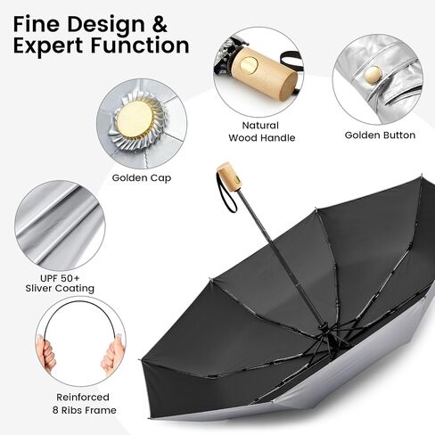 G4Free UPF 50+ UV Protection Travel Sun Umbrella Compact 42 Inch Small Umbrella Carbon Fiber Super Slim Small Mini Sun Umbrellas in Saudi Arabia