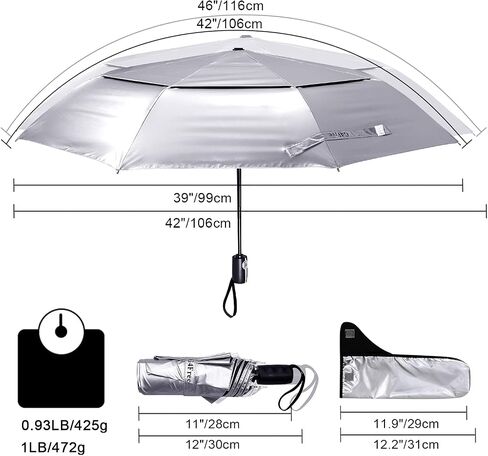 G4Free 2 Pack UPF 50+ UV Protection Umbrella, 46 Inch & 42 Inch (Black) in Saudi Arabia
