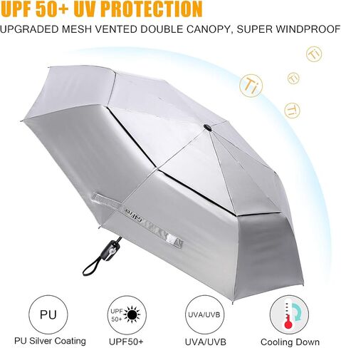 G4Free 2 Pack UPF 50+ UV Protection Umbrella, 46 Inch & 42 Inch (Black) in Saudi Arabia