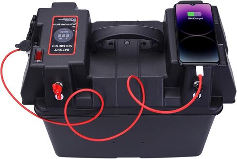 GarfatolRv Trolling Motor Battery Marine Boat Smart Battery Box مركز الطاقة مع موصلات أندرسون المزدوجة in Kuwait