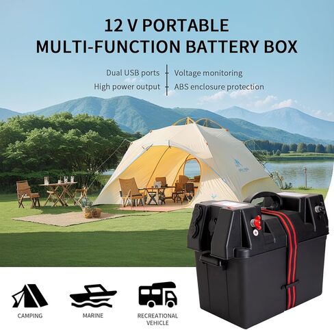 GarfatolRv Trolling Motor Battery Marine Boat Smart Battery Box مركز الطاقة مع موصلات أندرسون المزدوجة in Kuwait