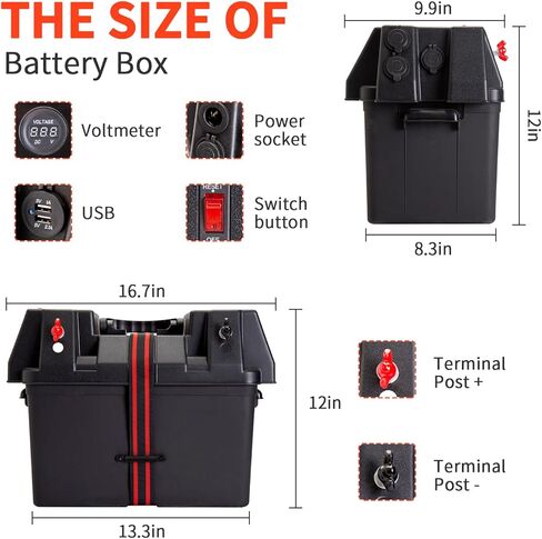 GarfatolRv Trolling Motor Battery Marine Boat Smart Battery Box مركز الطاقة مع موصلات أندرسون المزدوجة in Kuwait