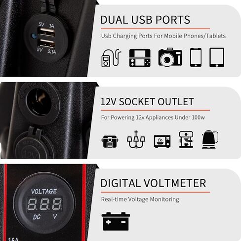 GarfatolRv Trolling Motor Battery Marine Boat Smart Battery Box مركز الطاقة مع موصلات أندرسون المزدوجة in Kuwait