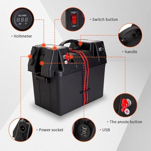 GarfatolRv Trolling Motor Battery Marine Boat Smart Battery Box مركز الطاقة مع موصلات أندرسون المزدوجة in Kuwait