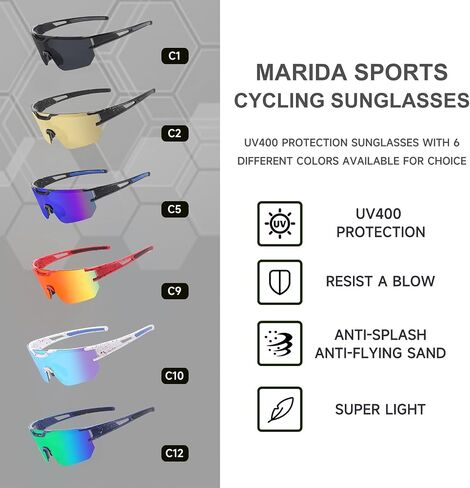 MARIDA Youth Sports Sunglasses, Running Sunglasses UV400 Protection Sun Glasses 8-16 in Saudi Arabia