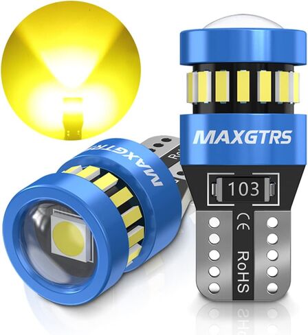 MAXGTRS 194 مصباح LED أزرق ثلجي 168 2825 W5W T10 Wedge 18-SMD 3014 شرائح LED مصابيح بديلة مع عدسة مكثف لباب السيارة وخريطة قبة أضواء لوحة الترخيص، حزمة من 2 in Kuwait