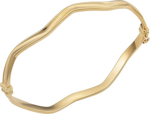 Kooljewelry 10k Yellow Gold High Polish and Satin Finish Wave Bangle Bracelet in Saudi Arabia